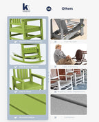 KINGYES HDPE Outdoor Rocking Chair Set of 4, All-Weather Poly Patio Rocking Chairs with 330lbs Support for Adults, Pistachio Green