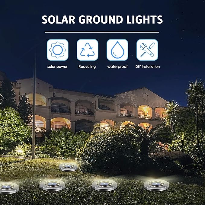 Solar Ground Lights 16Pack, Garden Solar Outdoor Waterproof Pathway Bright In-Ground Lights Outdoor Lighting Decor for Lawn, Patio, Yard, Driveway,Walkway Warm Light