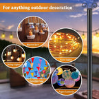 8FT Heavy Duty String Light Poles for Ground (2Pack) | Adjustable Metal Poles for Outdoor String Light Hanging with Flange Base, Backyard, Garden, Patio, for Party