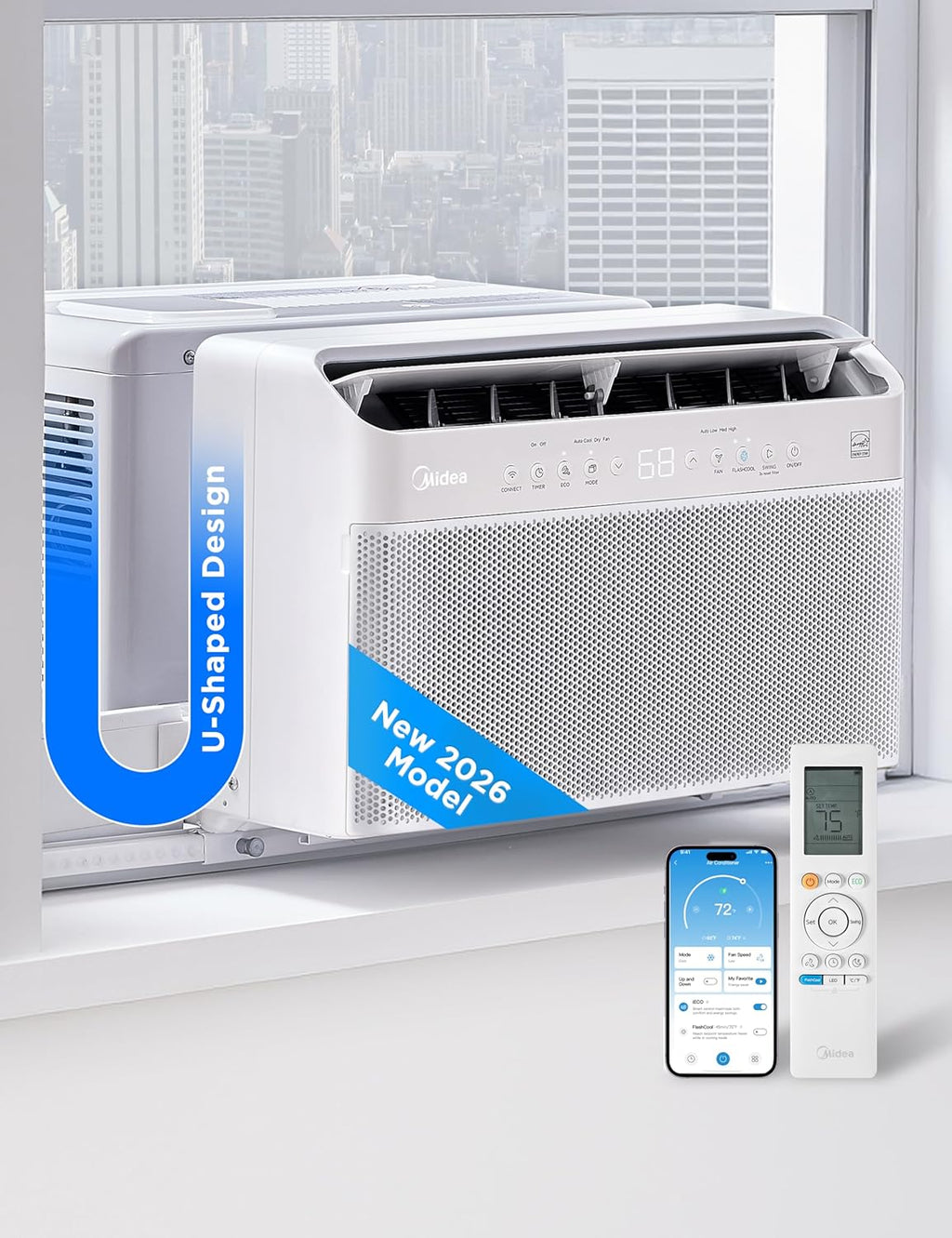 midea 12,000 btu u shaped window air conditioner, main product view