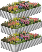 3 Pack 6x3FT Corrugated Galvanized Steel Raised Garden Bed Outdoor, Metal Above Ground Garden Bed for Vegetables and Flowers, Raised Beds for Gardening