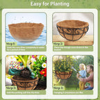 Coco Liners for Planters, 5 Pack 14 Inch Round Hanging Basket Liners, 100% Natural Coconut Fiber Replacement Liners for Hanging Baskets Planters Flowers