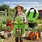 5 Gallon Potato Grow Bags: Set of 5 Colorful Gardening Supplies Fabric Pots with Harvest Window Reinforced Handles - Planting Container for Vegetable Tomatoes Carrot Flowers Balcony Patio Use