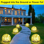 Solar Garden Lights, 2 Pack 80 LED Cracked Glass Solar Globe Lights Outdoor Decoration, Upgraded Waterproof Warm White Ball Lights for Yard Pathway Patio Lawn Christmas Outside Decor, 5.9"