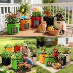 5 Gallon Potato Grow Bags: Set of 5 Colorful Gardening Supplies Fabric Pots with Harvest Window Reinforced Handles - Planting Container for Vegetable Tomatoes Carrot Flowers Balcony Patio Use