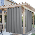 NICETOWN 2 Panels Weighted Outdoor Curtains for Patio Waterproof, Top & Bottom Grommet & Back Tab Fixed Outdoor Curtains Windproof Drapes Thermal Insulated for Gazebo, W84 x L84, Light Grey