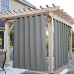 NICETOWN 2 Panels Weighted Outdoor Curtains for Patio Waterproof, Top & Bottom Grommet & Back Tab Fixed Outdoor Curtains Windproof Drapes Thermal Insulated for Gazebo, W84 x L84, Light Grey