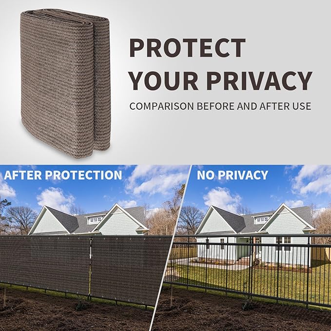 LOVE STORY Custom Size 2'6''x5' Brown Balcony Privacy Screen,UV Block Privacy Fence Screen,90% Shield for Outdoor Pool Garden Apartment Railing