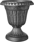 Arcadia Garden Products PL10SL Classic Traditional Plastic Urn Planter Indoor/Outdoor, 15" x 13", Brushed Silver