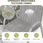 UDPATIO Patio Chairs Set of 4, Stackable Silver Outdoor Dining Chairs with High Back, Breathable Outdoor Chair Textilene Fabric All Weather, 350LBS Capacity for Garden, Backyard (Light Grey)