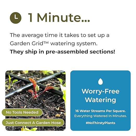 Garden Grid Watering System | Raised Garden Bed Drip Irrigation System – But Better | Pre-Assembled, Waters Every Plant Evenly, 1-Minute Setup | Square Foot Gardening Grid | US-Made (Cornerless, 2x4)