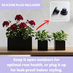 LaLaGreen Wall Planters (3-Pack Set) Rectangular Wall Mounted Hanging Flower Boxes for Indoor Plants, Black Carbon Steel Metal Windox Box Planter Plant Modern Balcony Windowsill Herb Home Garden Decor