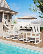 GarveeLife Poly Lumber Rocking Chair Outdoor Set of 2 - HDPE High Back Porch Rocker Chairs for Adults - All Weather Resistant Furniture for Patio - White