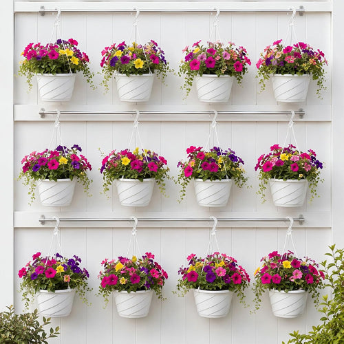 10 inch modern euro swirl plastic hanging baskets shown in use