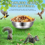 Squirrel Feeders for Outside, Metal Durable Bowl Tree Mounted of Chipmunk Feeder, Squirrel Food for Backyard Squirrels Hold Corn, Corn Cob, Peanuts (8.5Inch - 1 Food Stand 1 Water Stand
