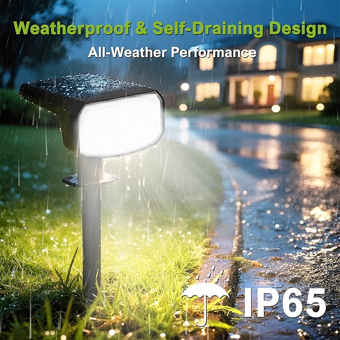 DAMINY Solar Spotlights Outdoor Waterproof IP65,2 CCT(Warm White & Cool White),4 Lighting Modes Solar spot Lights for Yard,Garden,Pathway,Landscape,Auto On/Off-2 Pack