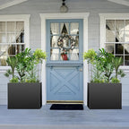 All-Weather Large Metal Planter Box,30" Lx10“Wx24”H Rectangular Planter with Drainage Holes & Removable Shelf,Modern Tall Outdoor Planters for Tall Small Plants, Trees, Flowers,Garden Patio