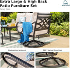 MFSTUDIO 5 Seats Large Metal Patio Conversation Sets, 4 Pieces Outdoor Sectional Furniture Sofa with 2 x Swivel Chairs, 1 x 3-seat Sofa and 1 x 45 inches Rectangular Propane Fire Pit Table