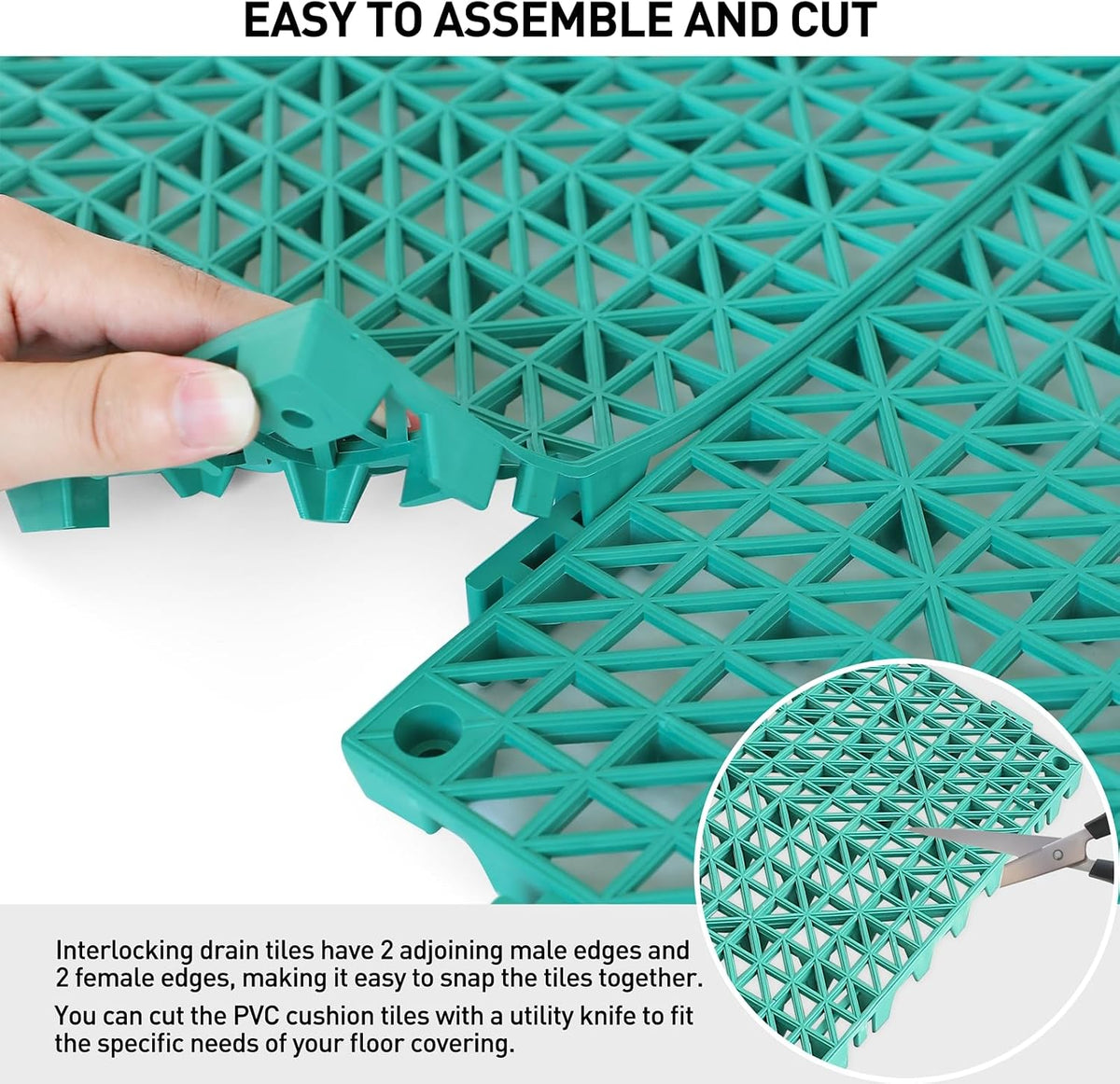 maxwave 18 pack 12" x 12" modular interlocking showing dimensions