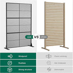 Casaphoria Metal Privacy Screen Outdoor, 72" H x 47" W Freestanding Decorative Privacy Screen for Patio Deck Balcony Garden with Stable Base, Black-Cross Stripe