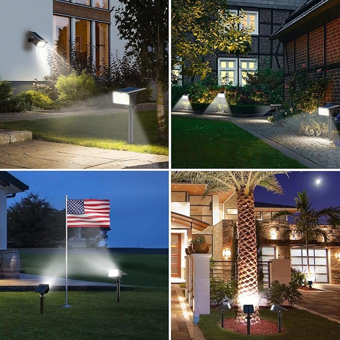 Nipify Solar Spot Lights, 3 Modes 62LED Outdoor Motion Sensor, Waterproof 2-in-1 Solar Landscape Lighting LED Garden Lights for Outside Yard Wall Pathway Walkway, 1 Pack