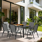 pamapic outdoor dining sets for 6, rectangular steel, close-up detail