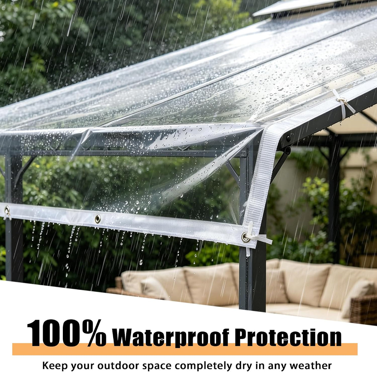 clear tarps heavy duty waterproof vinyl patio tarp shown in use