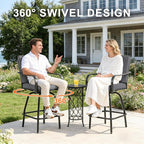 Patio Swivel Bar Stools Set of 4, Outdoor Bar Height Swivel Chairs with Cushions for Garden Balcony Backyard, Grey