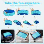 SLOOSH Foldable Dog Kiddie Pool - Portable Hard Plastic Doggie Swimming Pool, Anti-Slip Collapsible Pets Bath Tub Suitable for Kids Indoor Outdoor Backyard Use (Blue, 48" x 12") (Pack of 2)