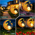 ZNYCYE Solar Lights Outdoor Decorative Moon Dog Butterfly Solar Stake Lights Birthday Gifts for Women mom Grandma, Garden Decor Waterproof for Walkway, Yard, Lawn, Patio (Warm White)