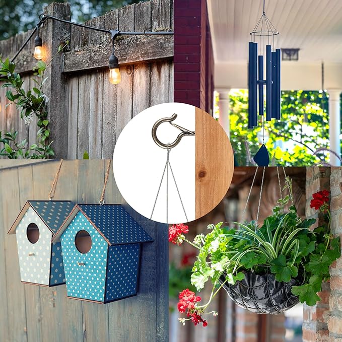 24 PCS Q-Hanger Hooks, Screw Hooks for Outdoor String Lights, Safety Buckle Design Cup Eye Hook for Hanging Christmas Lights, Plants, Mounted on Wall Ceiling, Include 1 Wing Nut Driver, Copper