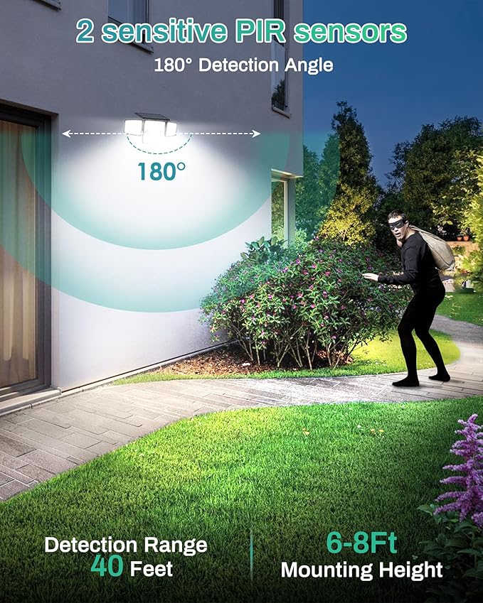 Solar Motion Light Outdoor with Stake, 180° PIR Motion Sensor 360° Illumination, In-Ground or Wall Mount, 236 LED 2500 Lumens Solar Powered Security Flood Light, 3 Modes, IP65 Waterproof, 1 Pack