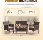 Homall 4 Pieces Outdoor Patio Furniture Sets Rattan Chair Wicker Set,Outdoor Indoor Use Backyard Porch Garden Poolside Balcony Furniture (Brown and Beige)
