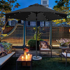 Sunnyglade 9' Solar LED Lighted Patio Umbrella with 8 Ribs/Tilt Adjustment and Crank Lift System (Black)