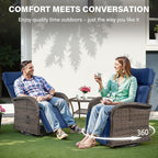 Belord Dual-Adjust Outdoor Swivel Recliner Chair – Wicker Reclining Patio Chair with Adjustable Backrest and Footrest, All-Weather Wicker Chaise Lounge Chair Outdoor for Pool Deck (2.0)