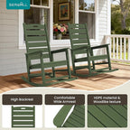 SERWALL Outdoor Rocking Chair, Oversized Rocking Chair with Footrest for Adults, HDPE All Weather Resistant Rocking Chairs for Patio, 350lbs Weight Capacity, Avocado Green