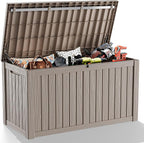 180 Gallon Outdoor Storage Box, Large Resin Deck Box for Patio Furniture Cushion Garden Tools, Waterproof and Lockable Design(Gray)