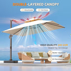 9' X 12' Cantilever Outdoor Patio Umbrellas with Base Included, Large Rectangle Umbrella Heavy Duty 360°Rotation Offset Umbrella for Garden Deck Pool Patio,Beige