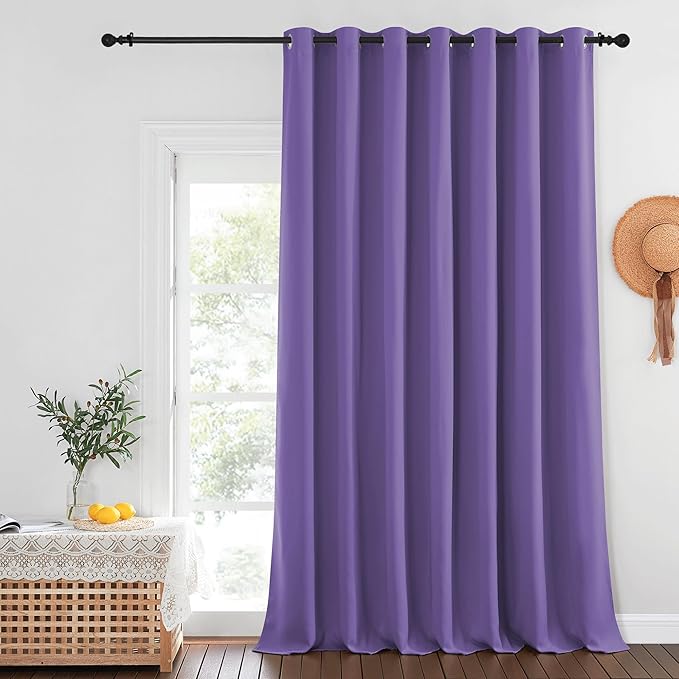 NICETOWN Blackout Curtains for Sliding Glass Door Room Divider Noise Reduce Curtain Panel Portable Window Screen Sliding Partition, W100 x L102 inches, 1 Panel, Lilac Purple