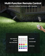 RGB Christmas Solar Spot Lights Outdoor, 12 RGB Color Modes Landscape Light Waterproof IP67 with Remote Control, 2-in-1 Color Changing RGB/Cool/Warm White for Yard Garden Garden (6 Pack)