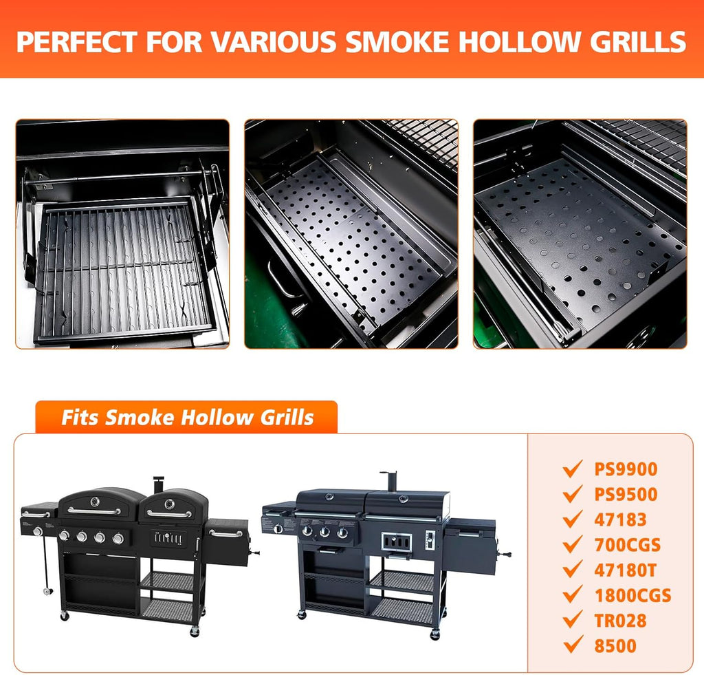 Uniflasy Stretchable Charcoal Tray for Expert Grill 24, Pit Boss, 15"-28" | Fits Pit Boss Memphis I, Char-Griller PS9900/2190/6500/6800/8500 and Smoke Hollow 47183T-21; supports varied grill widths