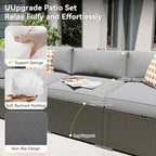 Aoxun Patio Furniture Set with Fire Pit Table, 12 Piece Outdoor Sectional Sofas, 10 Seats Wicker Rattan Outdoor Furniture with Thickened Cushion for Backyard, Garden Light Grey