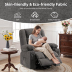 MAHOMICO Rocker Recliner Chair with Massage and Heat | Cup Holders,USB Charging Port,Side Storage Pockets,Soft Armrests,Single Sofa Recliner,for Living Room,Nursery,Bedroom,Grey