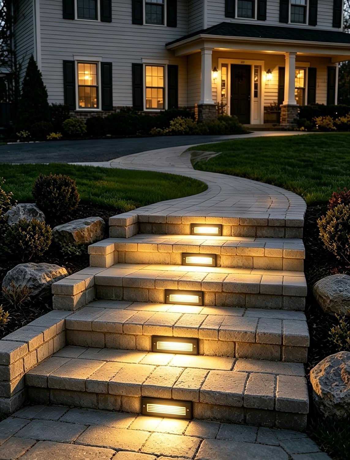 orb 9 in aluminum low voltage step lights, front angle view