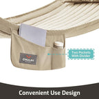 Double Quilted Fabric Hammock with Hardwood Spreader Bars and Pillow 450 LBS Capacity 2 Person Large Hammock for Outdoor Patio Backyard Poolside - Tan