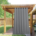 NICETOWN 2 Panels Outdoor Curtains for Patio Waterproof & Windproof, Grommet & Back Tab on Top & Bottom Weighted Drapes Keep Sun/Rain Out with Bouns Rope for Garage, Silver Grey, W84 x L108