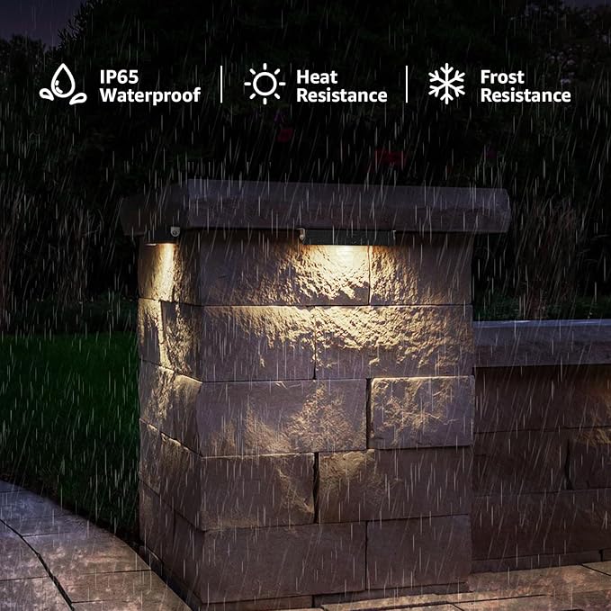 SUNVIE 7 Inch Hardscape Lighting 5W LED Retaining Wall Lights 3000K Warm White Low Voltage Landscape Lighting Waterproof Outdoor Step Lights with Connectors Paver Lights for Retaining Wall ETL, 4 Pack