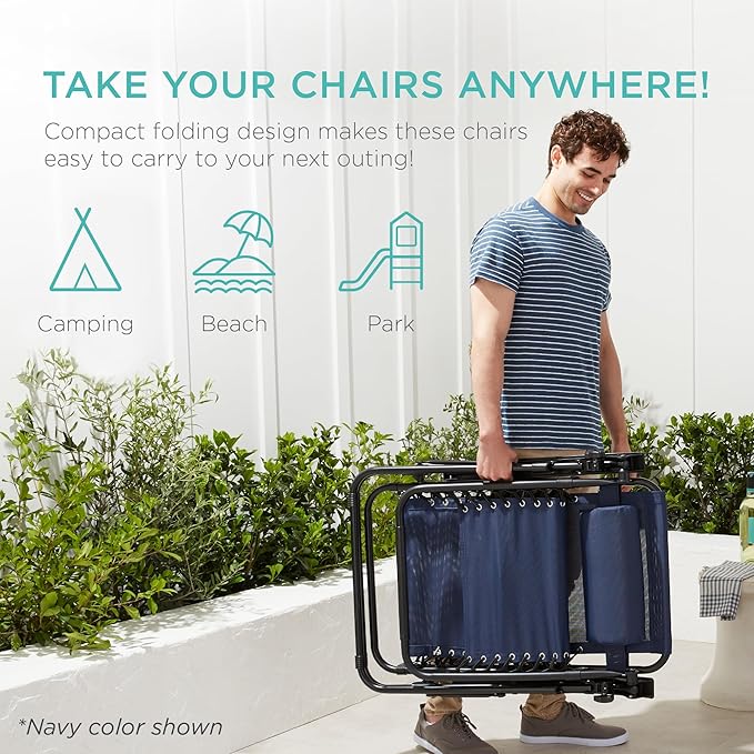 Best Choice Products Set of 2 Adjustable Steel Mesh Zero Gravity Lounge Chair Recliners w/Pillows and Cup Holder Trays - Gray
