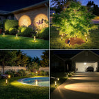Solar Spot Lights Outdoor Waterproof Spotlights, Warm White 4 Pack | Solar Lights Outdoor for Yard Pathway Tree House Outside Landscape Lighting, Auto On/Off, Adjustable Angle, Illuminated Pole