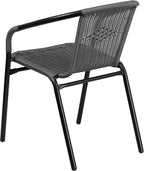 Flash Furniture Lila 2 Pack Gray Rattan Indoor-Outdoor Restaurant Stack Chair